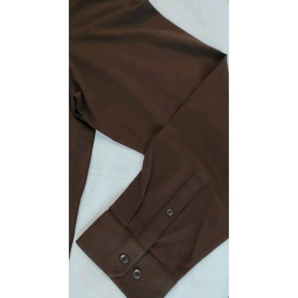 NWT VEBOON Men's Polo Shirt Long Sleeve Cotton Flex Brown Button 1/4 Size 3XL - Picture 14 of 14